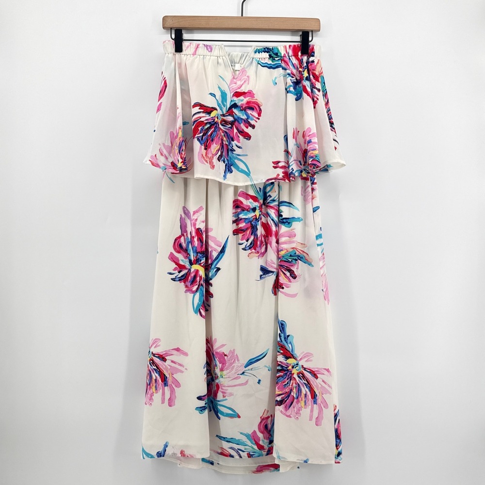 Yumi Kim Meant to Be 100% Silk Maxi Dress Beverly Hills Floral Ruffle Large